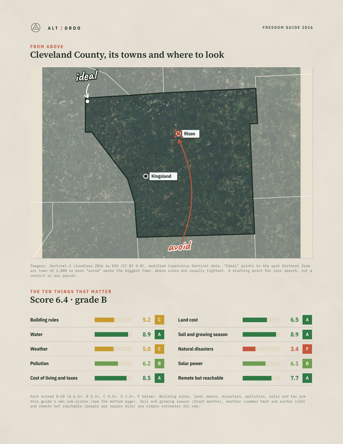 Cleveland County, Arkansas Off-Grid Guide 2026 from above
