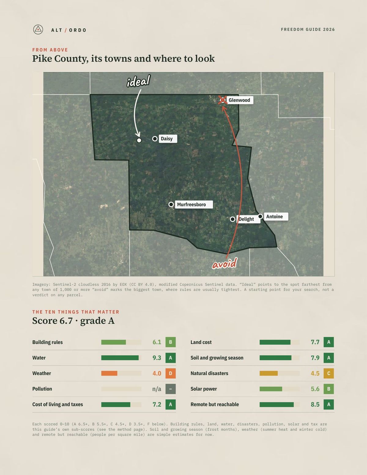 Pike County, Arkansas Off-Grid Guide 2026 from above