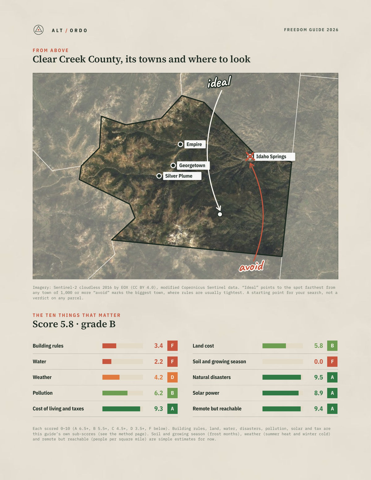 Clear Creek County, Colorado Off-Grid Guide 2026 from above