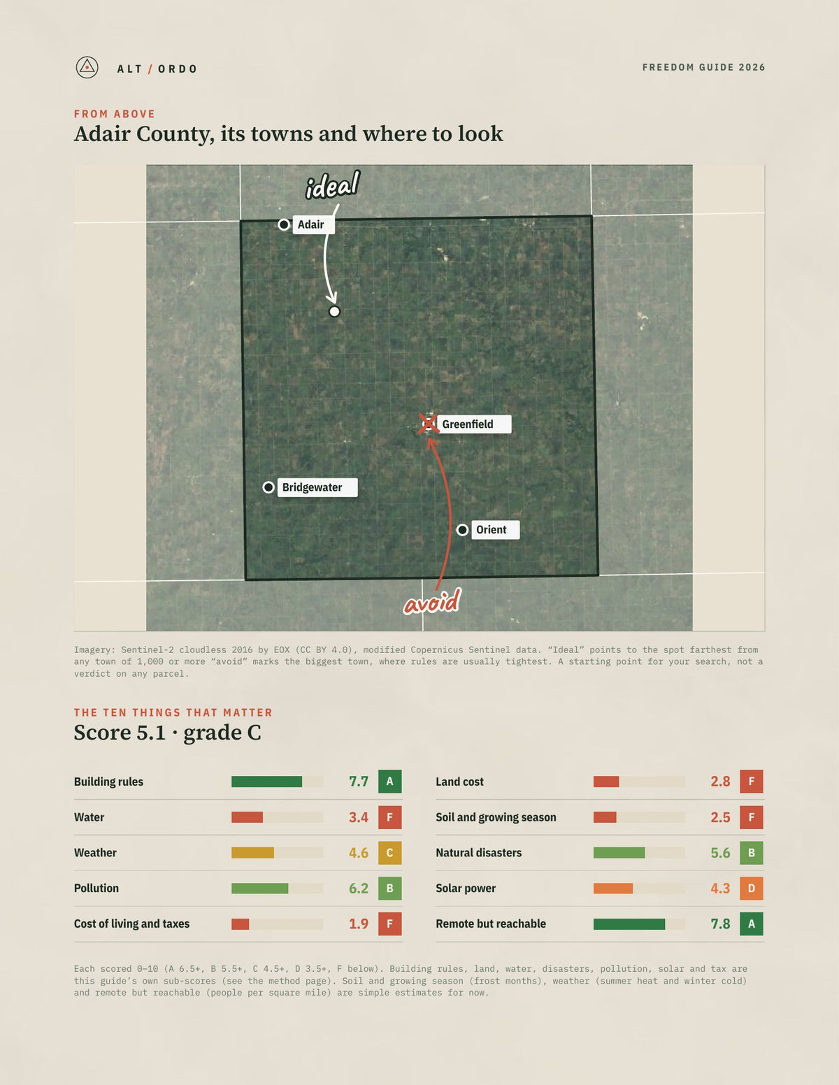 Adair County, Iowa Off-Grid Guide 2026 from above