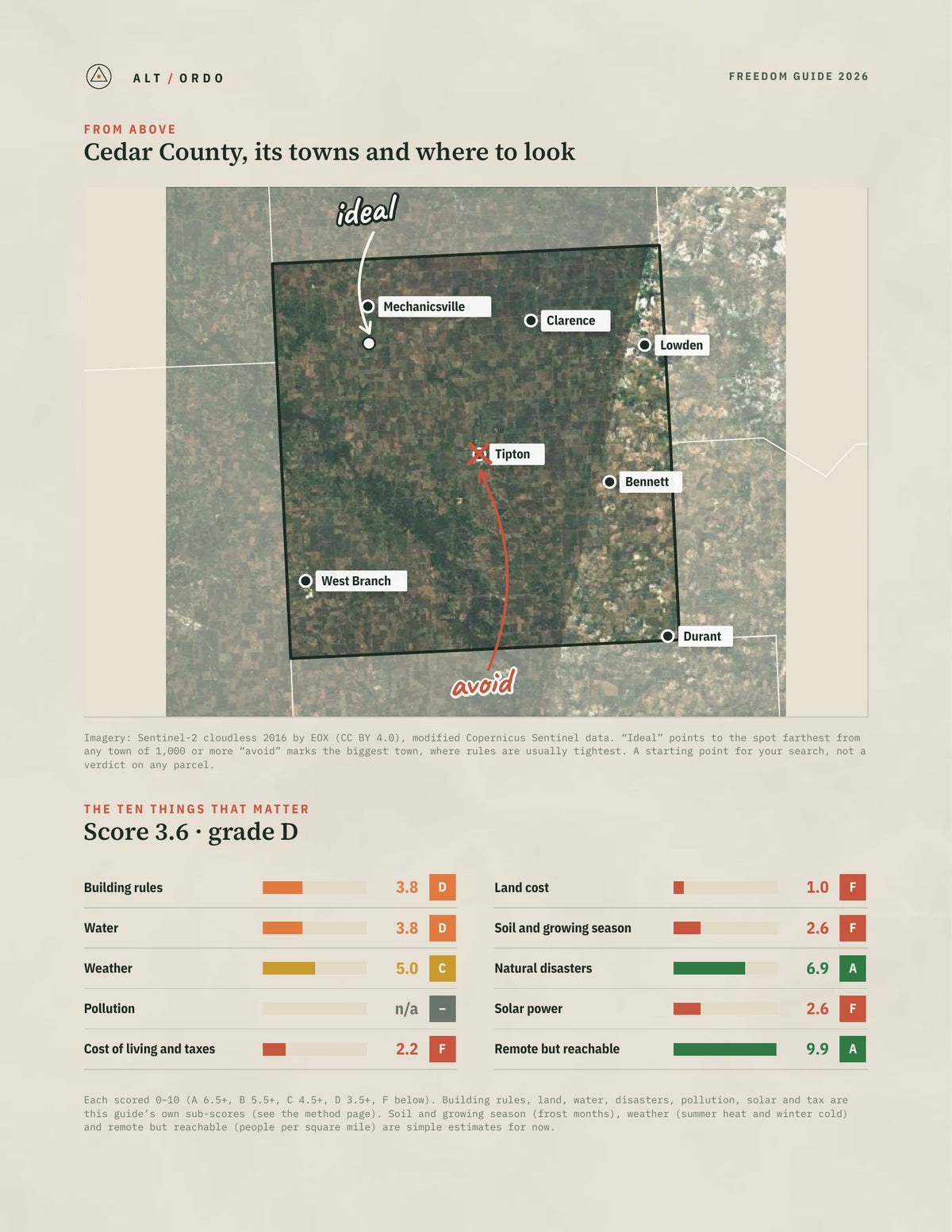 Cedar County, Iowa Off-Grid Guide 2026 from above