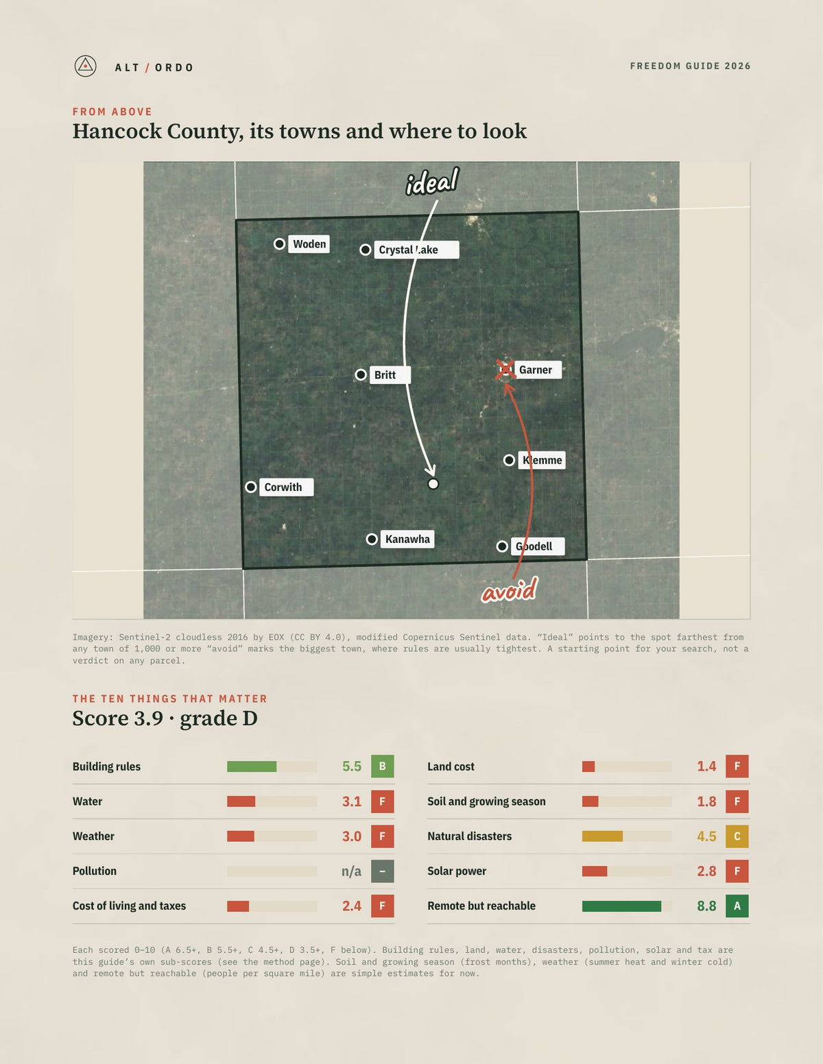 Hancock County, Iowa Off-Grid Guide 2026 from above