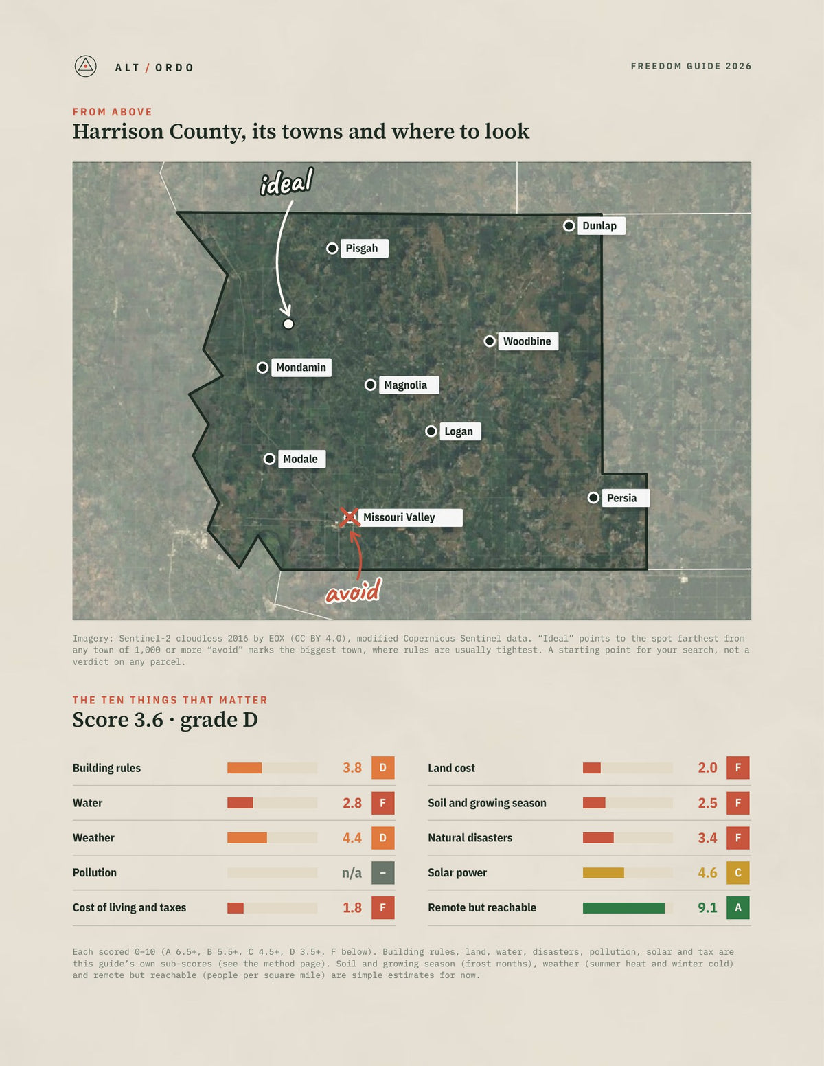 Harrison County, Iowa Off-Grid Guide 2026 from above