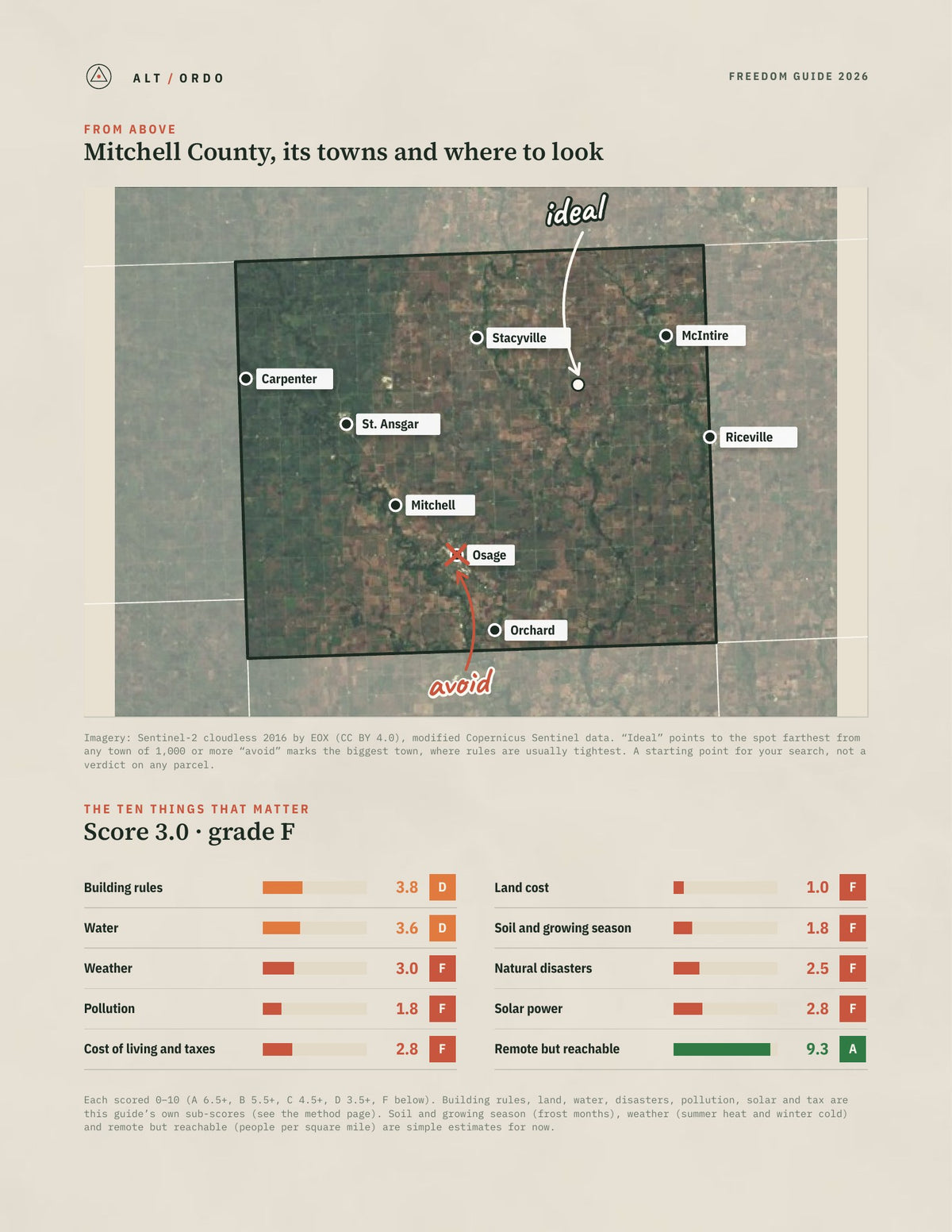 Mitchell County, Iowa Off-Grid Guide 2026 from above