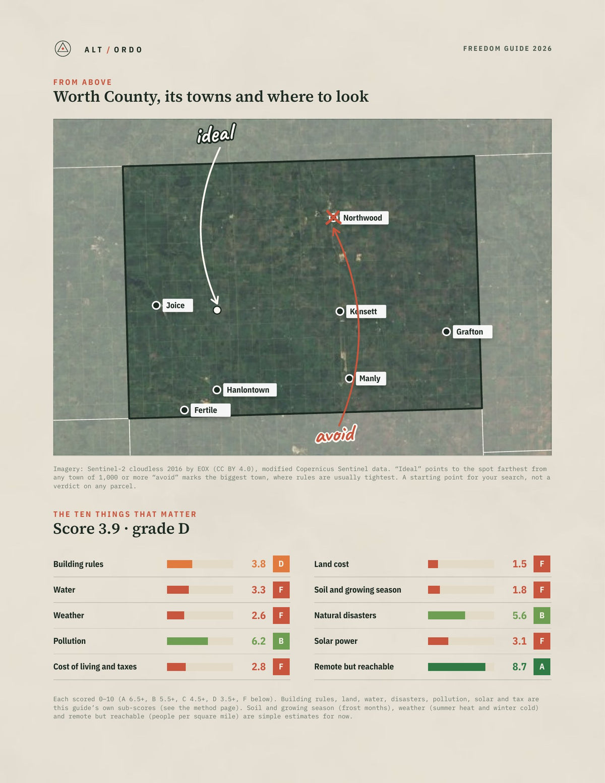 Worth County, Iowa Off-Grid Guide 2026 from above