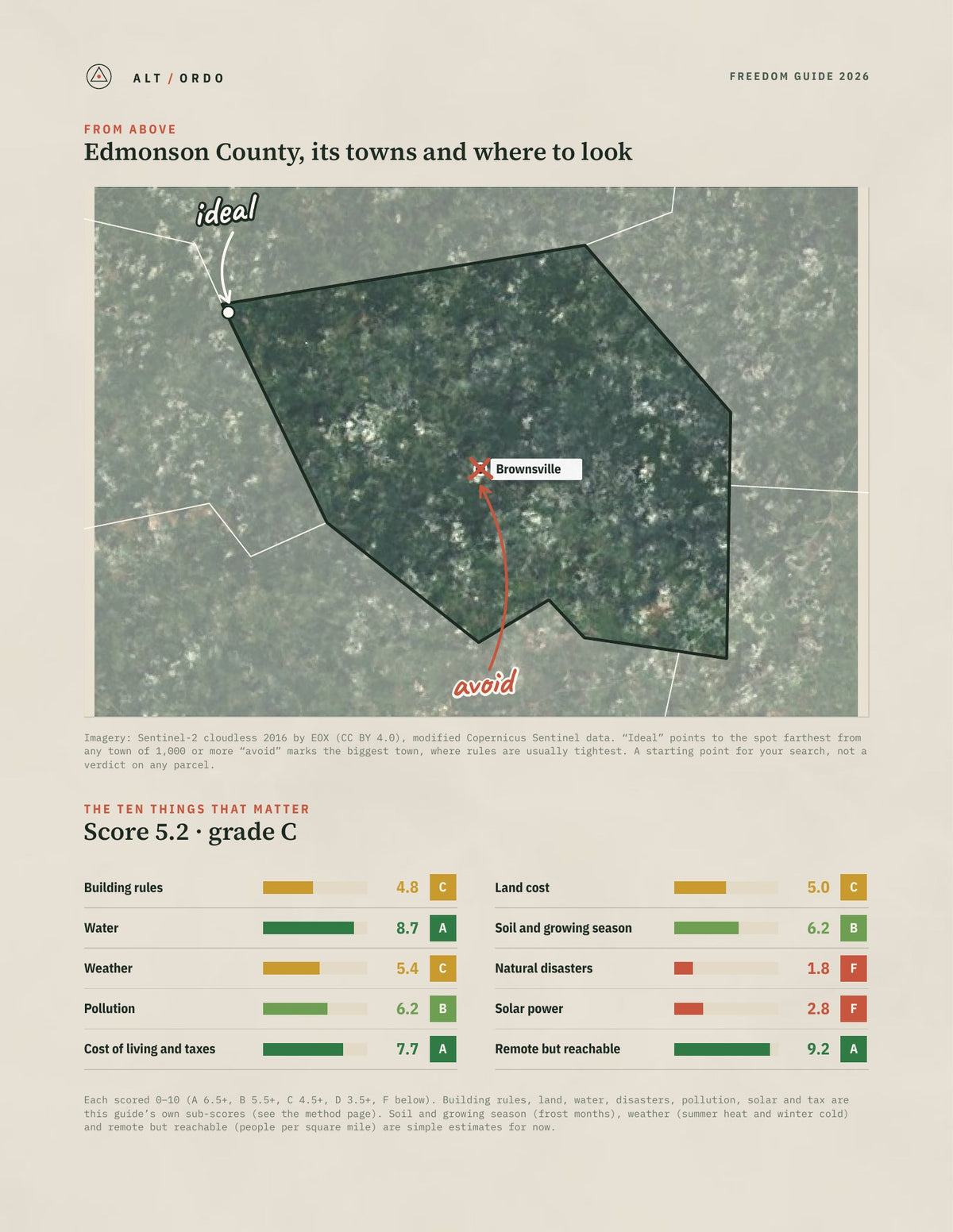 Edmonson County, Kentucky Off-Grid Guide 2026 from above
