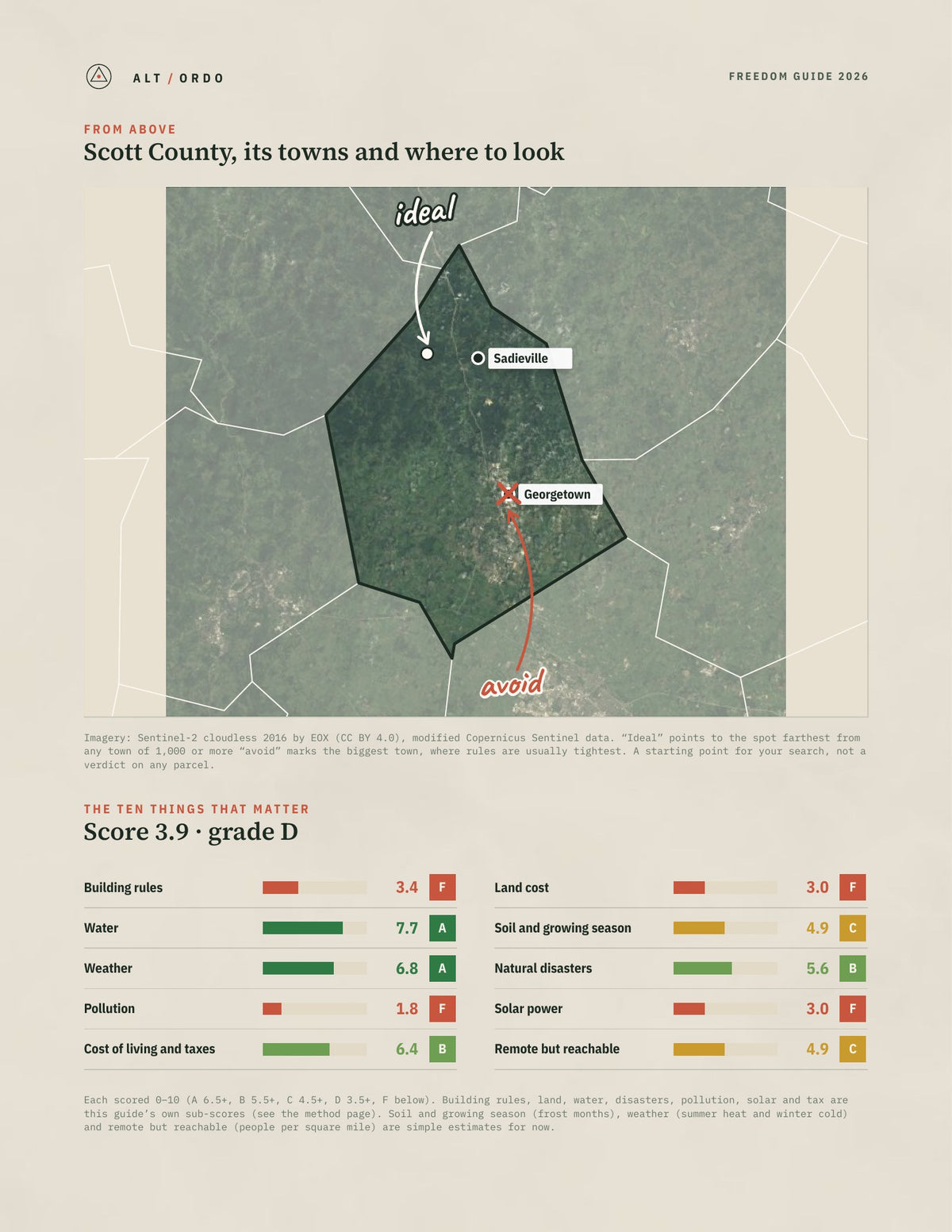 Scott County, Kentucky Off-Grid Guide 2026 from above