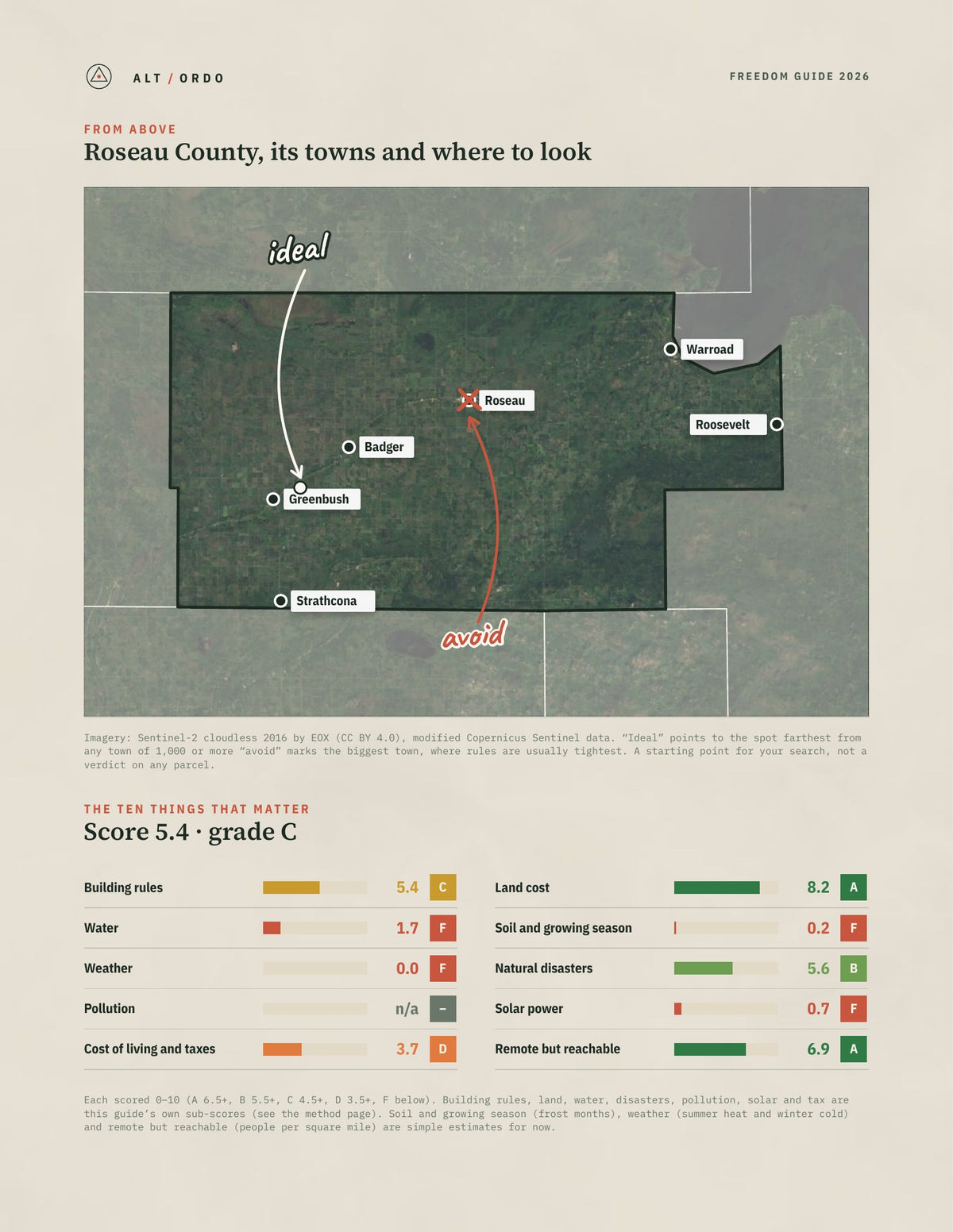Roseau County, Minnesota Off-Grid Guide 2026 from above