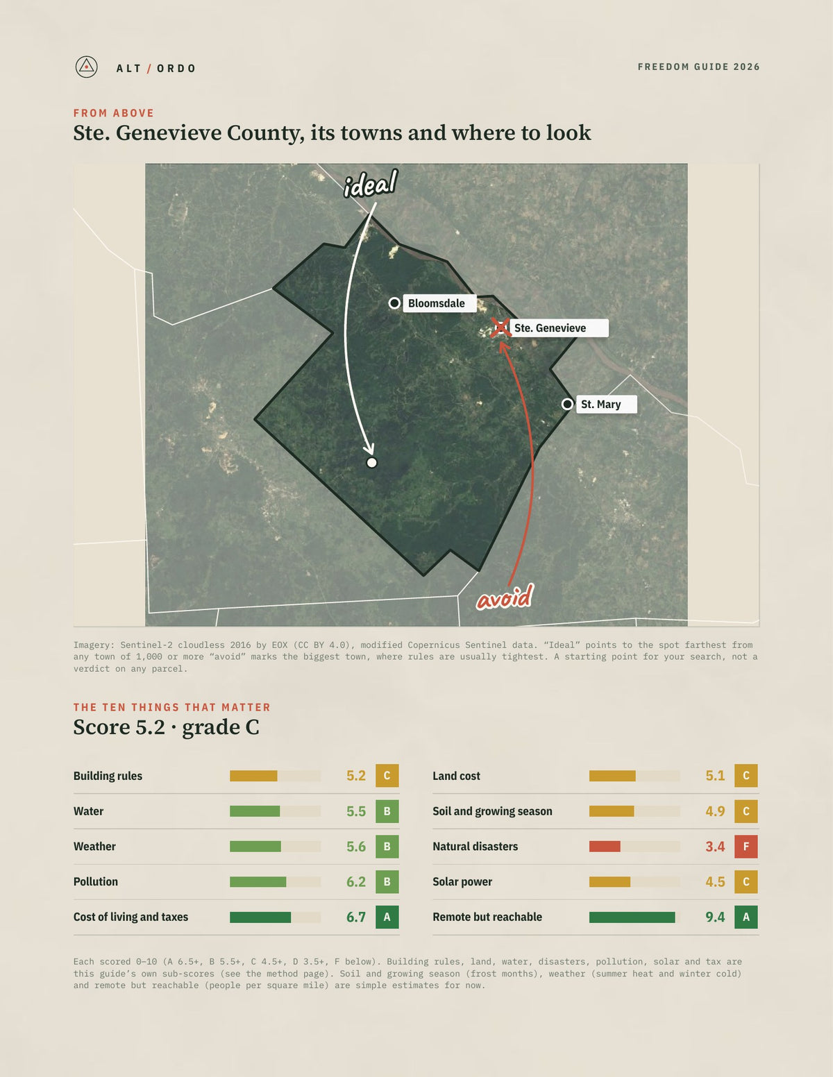 Ste. Genevieve County, Missouri Off-Grid Guide 2026 from above