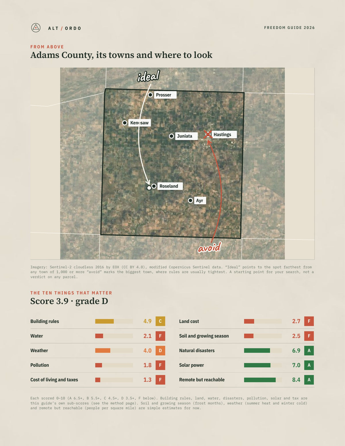 Adams County, Nebraska Off-Grid Guide 2026 from above