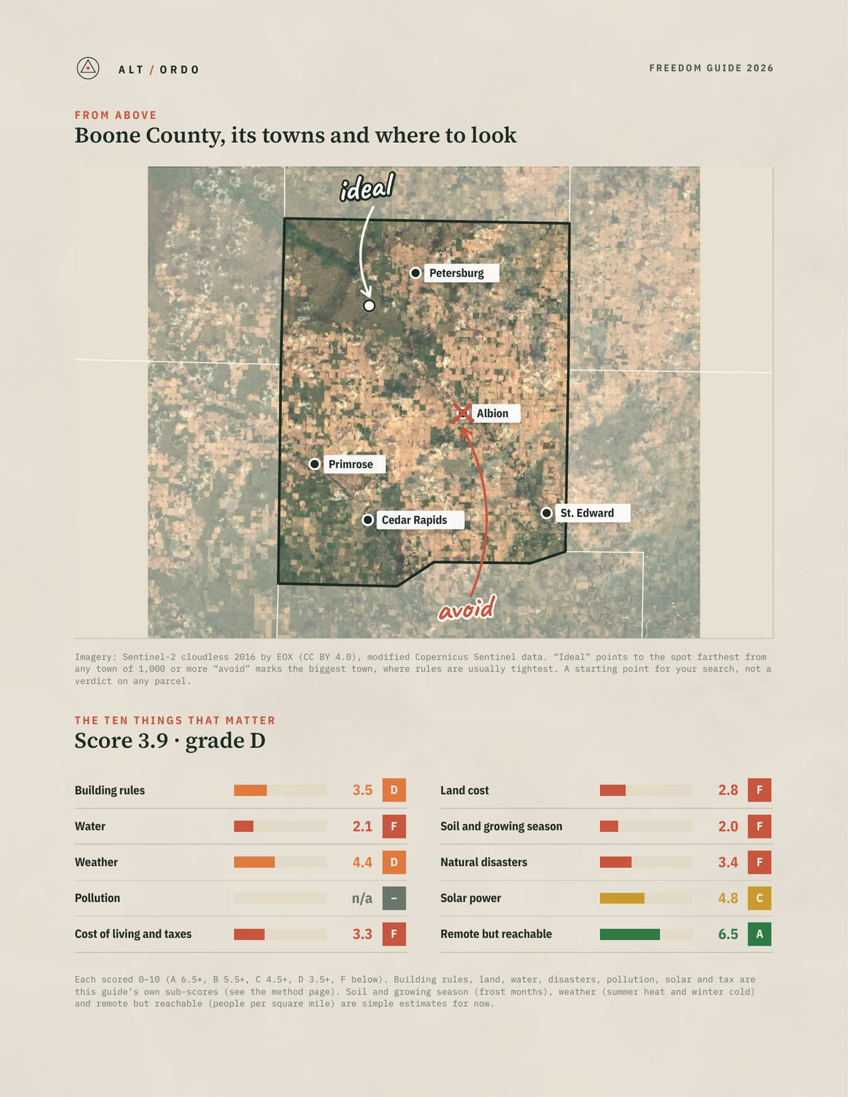 Boone County, Nebraska Off-Grid Guide 2026 from above
