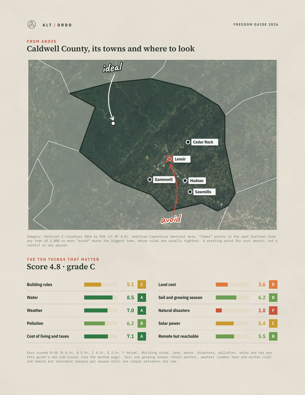 Caldwell County, North Carolina Off-Grid Guide 2026 from above