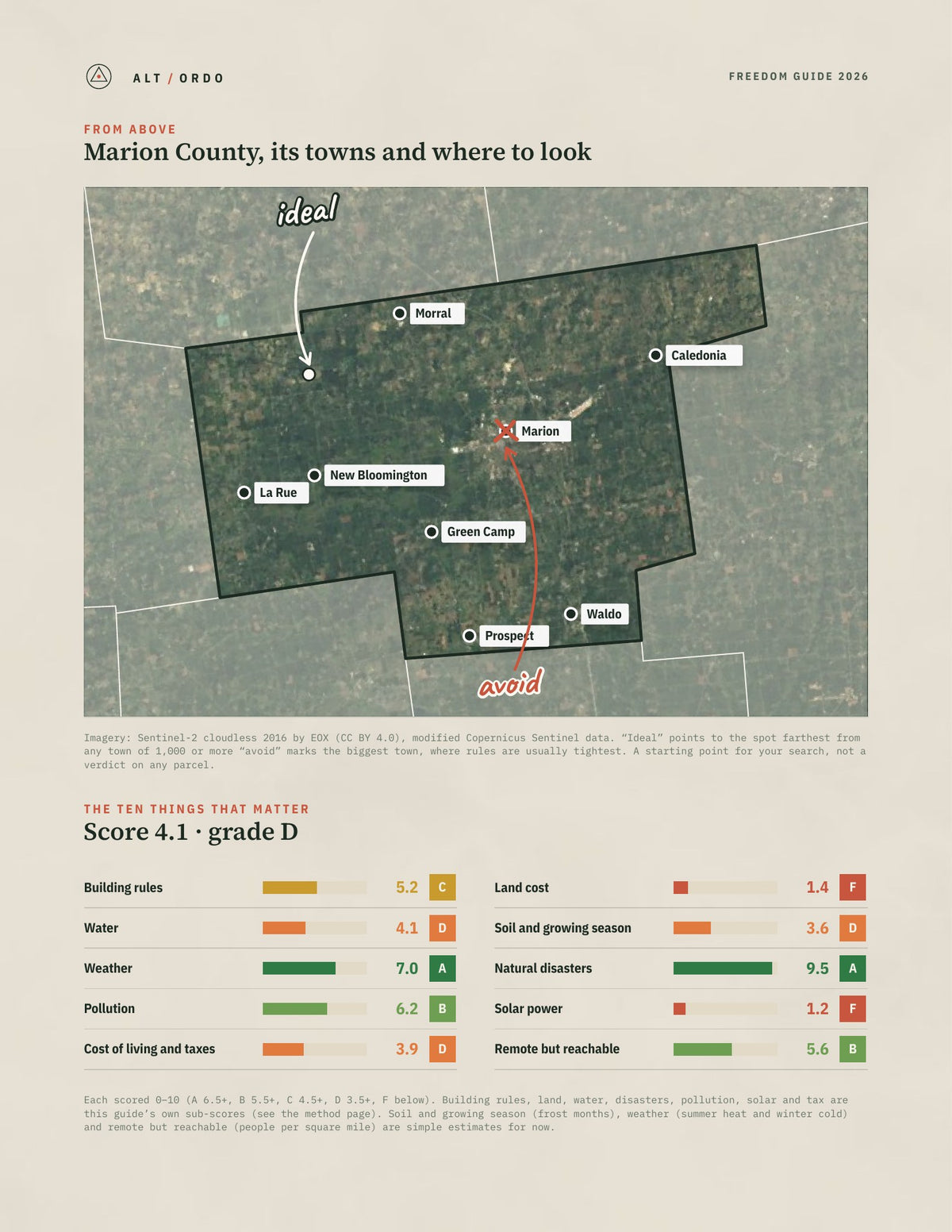 Marion County, Ohio Off-Grid Guide 2026 from above