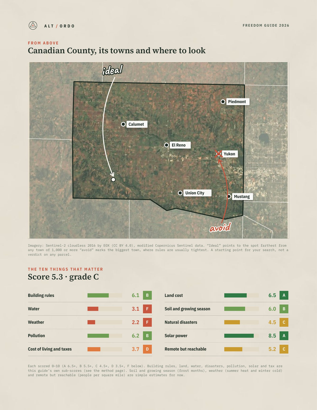 Canadian County, Oklahoma Off-Grid Guide 2026 from above