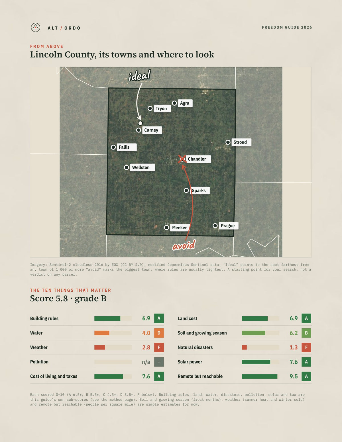 Lincoln County, Oklahoma Off-Grid Guide 2026 from above