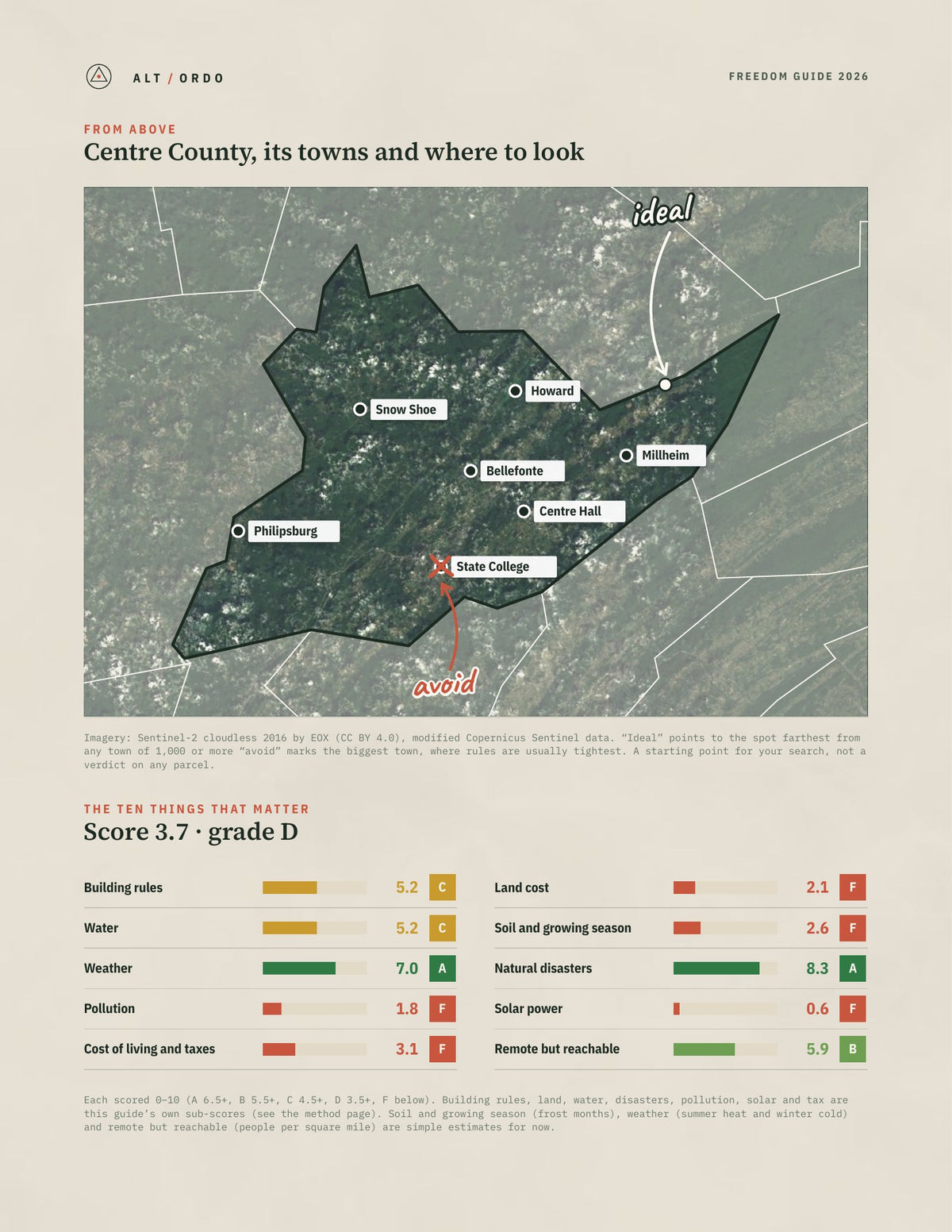 Centre County, Pennsylvania Off-Grid Guide 2026 from above
