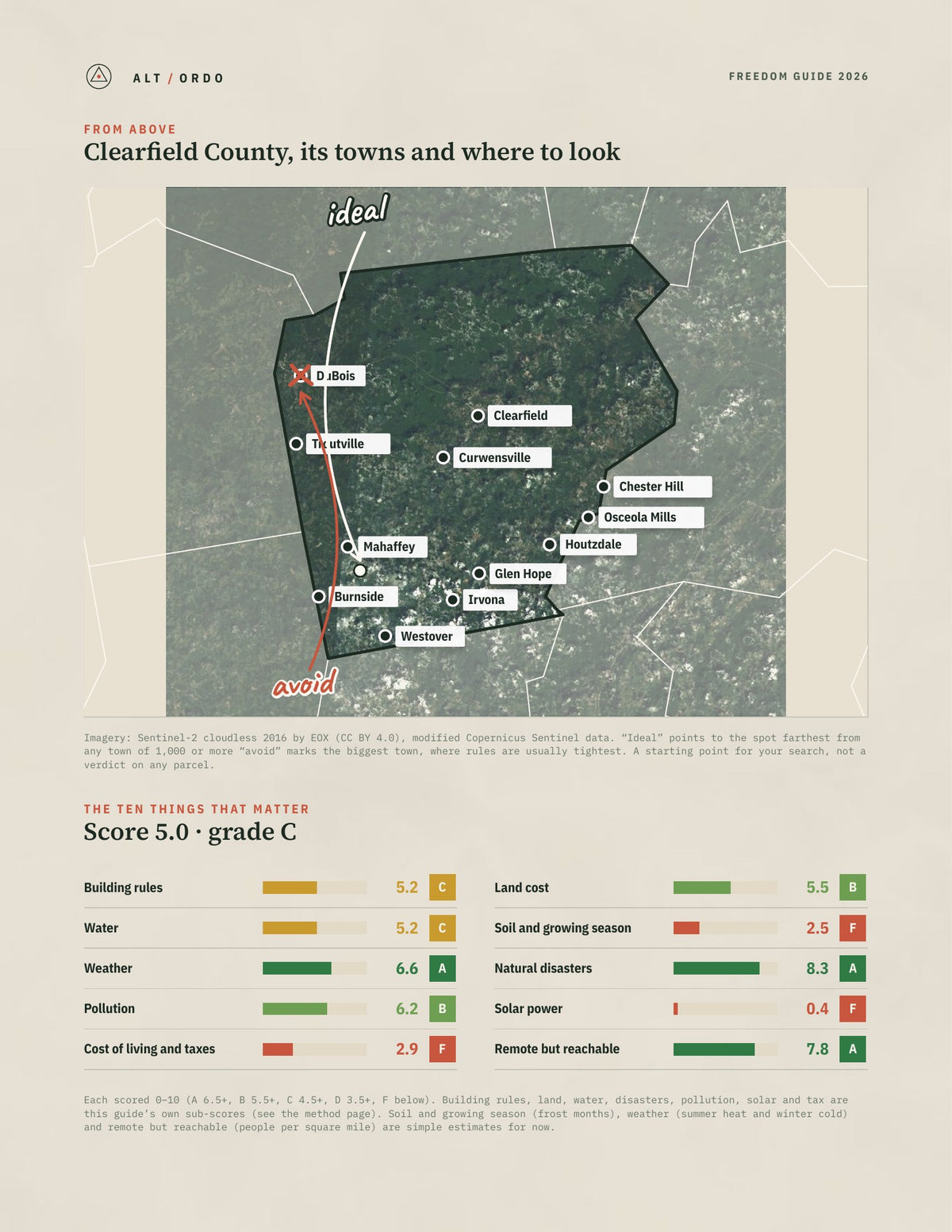 Clearfield County, Pennsylvania Off-Grid Guide 2026 from above
