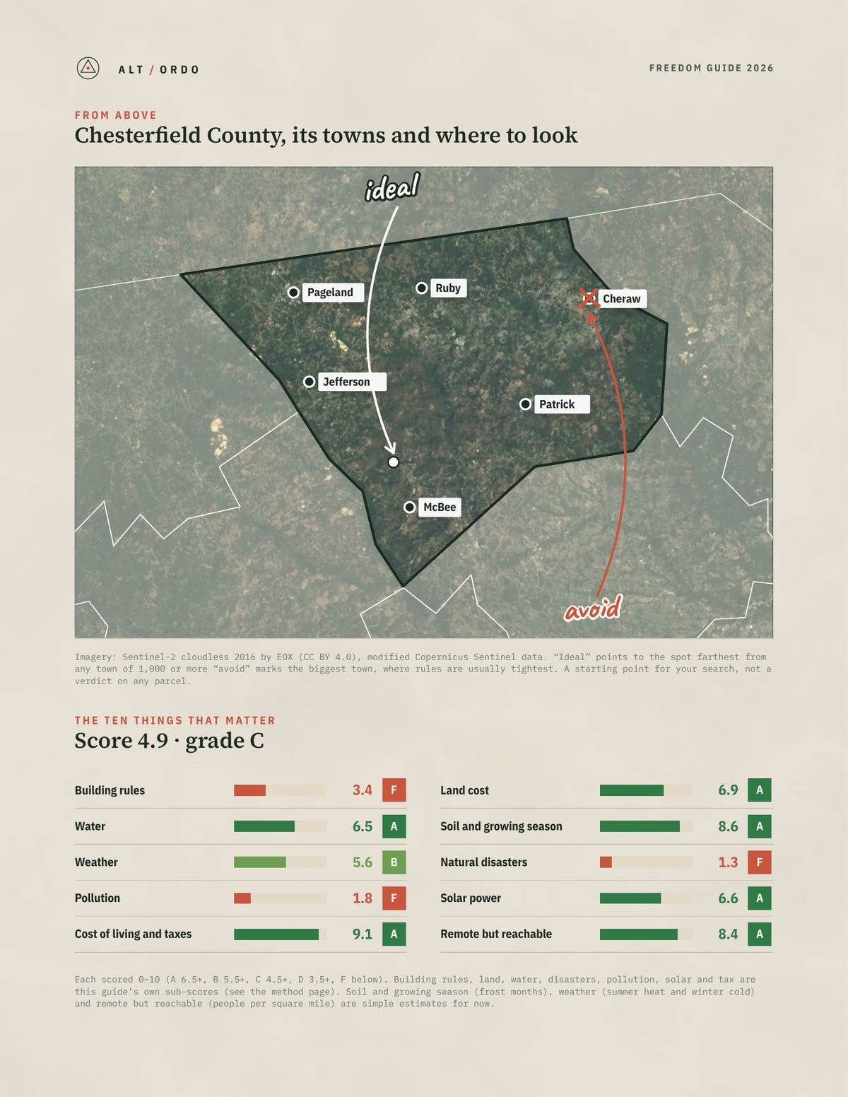 Chesterfield County, South Carolina Off-Grid Guide 2026 from above