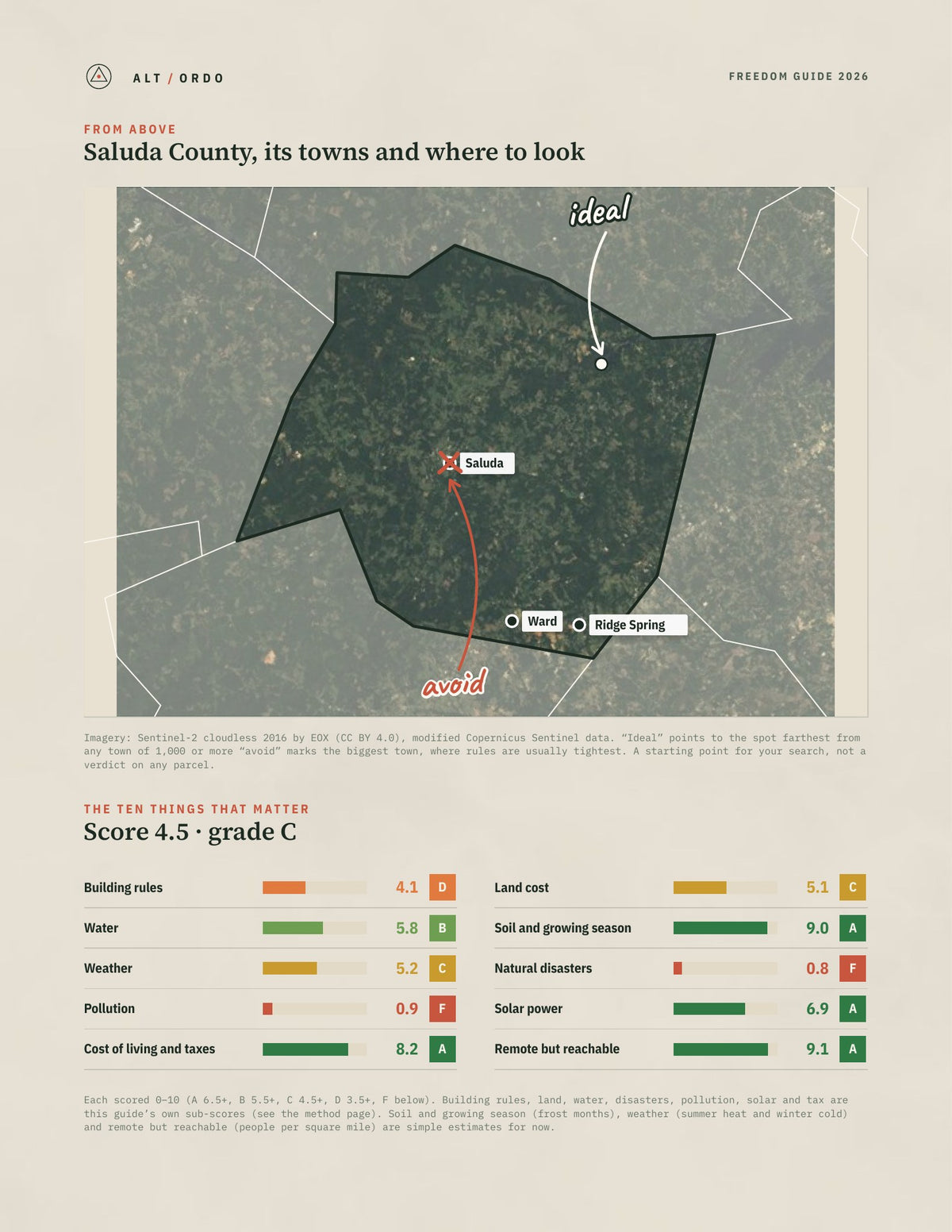 Saluda County, South Carolina Off-Grid Guide 2026 from above