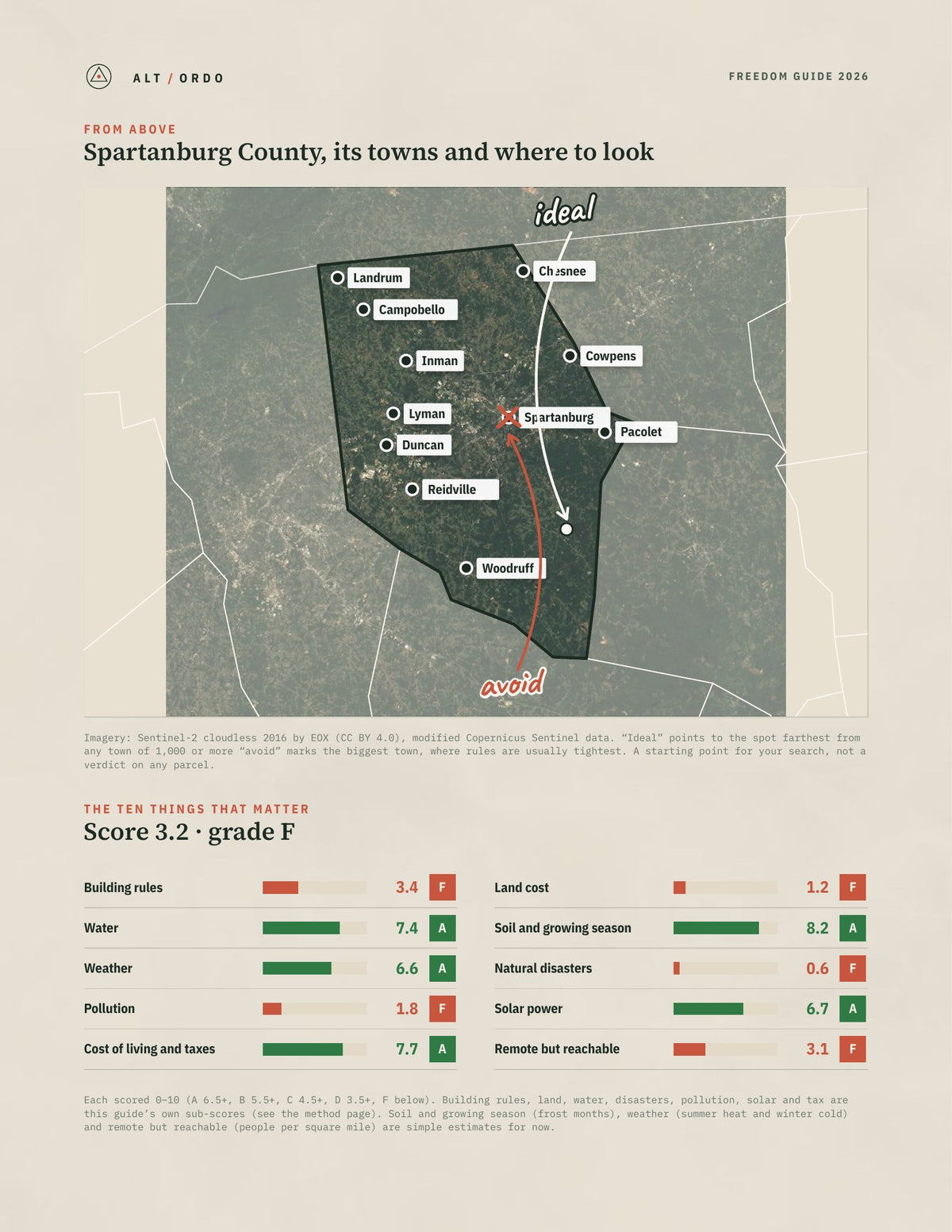 Spartanburg County, South Carolina Off-Grid Guide 2026 from above