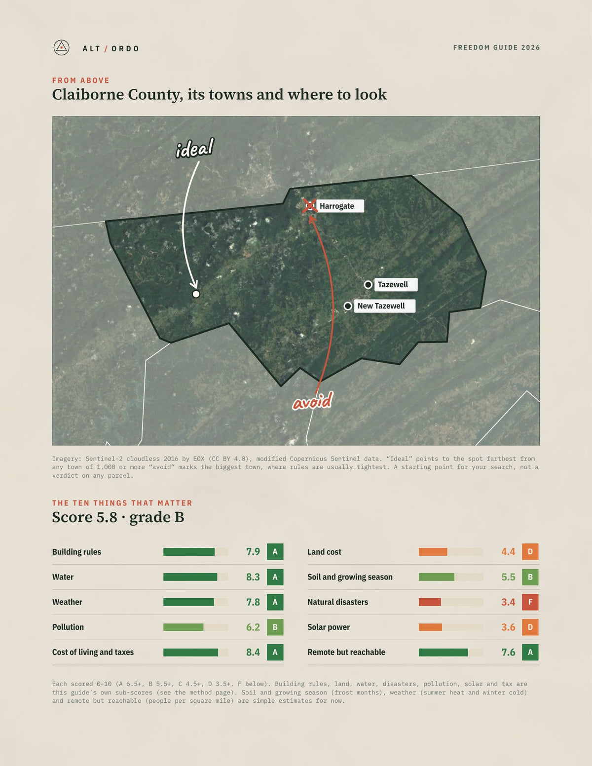 Claiborne County, Tennessee Off-Grid Guide 2026 from above