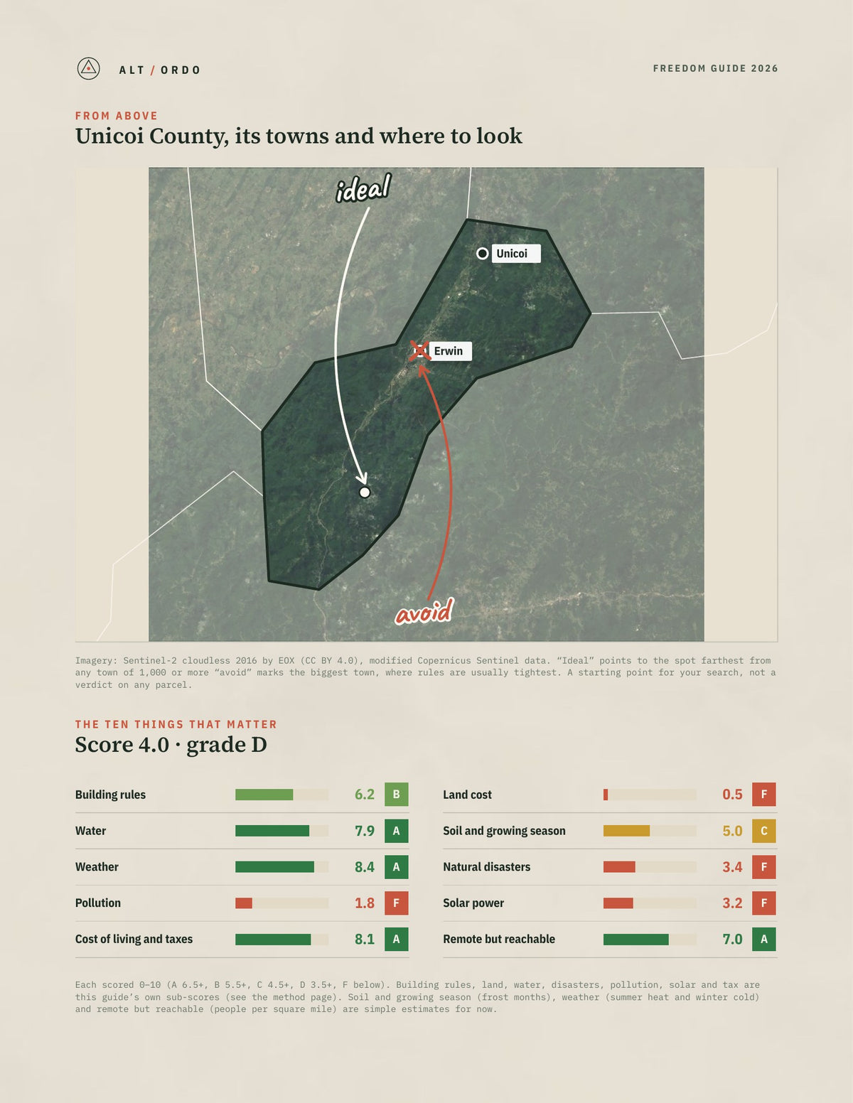 Unicoi County, Tennessee Off-Grid Guide 2026 from above