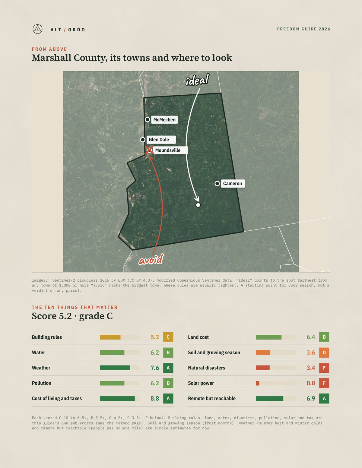 Marshall County, West Virginia Off-Grid Guide 2026 from above