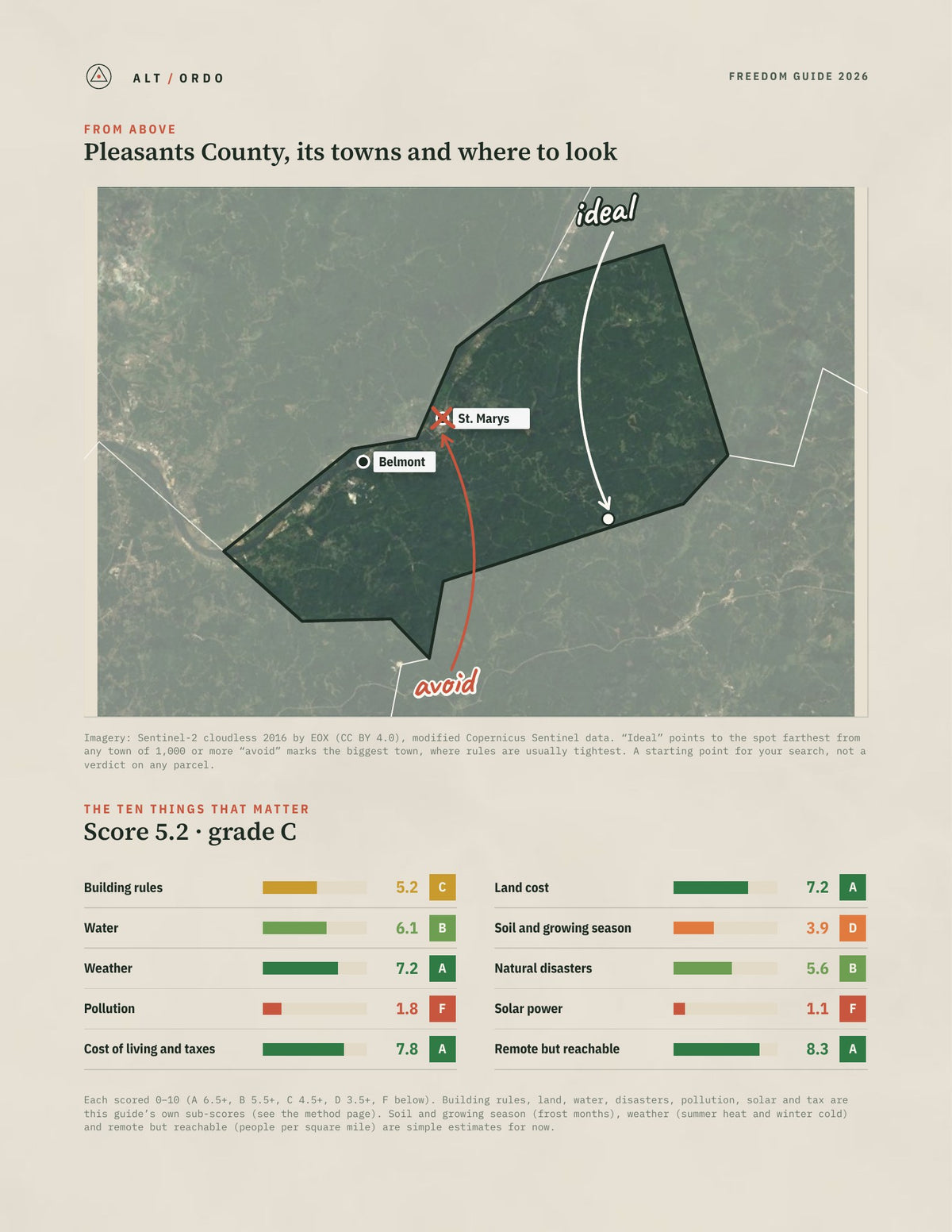 Pleasants County, West Virginia Off-Grid Guide 2026 from above