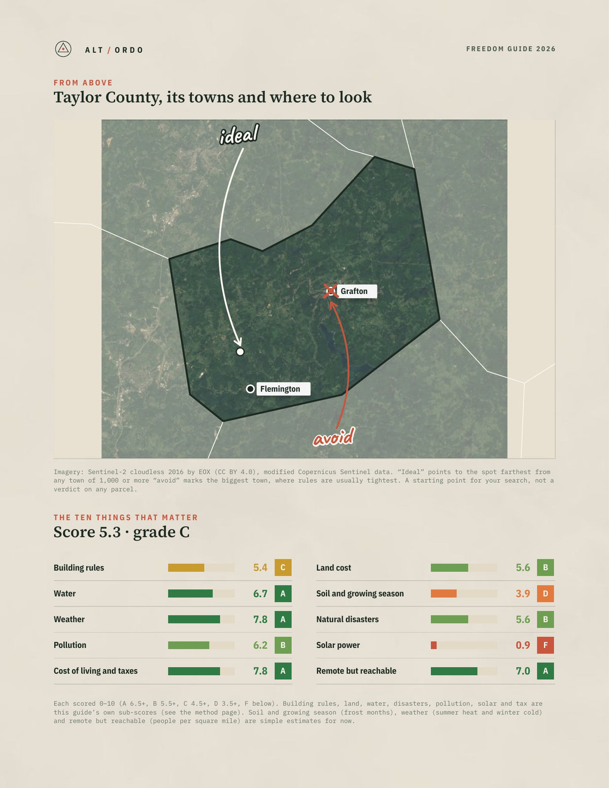 Taylor County, West Virginia Off-Grid Guide 2026 from above