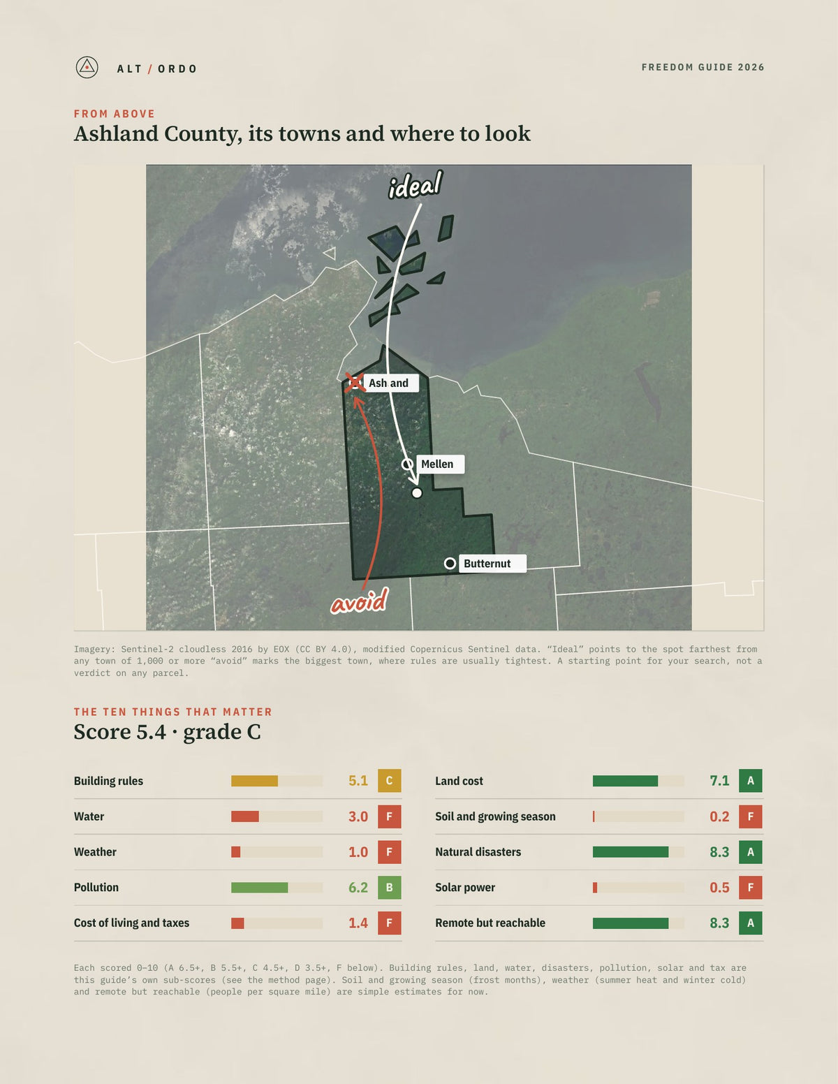 Ashland County, Wisconsin Off-Grid Guide 2026 from above