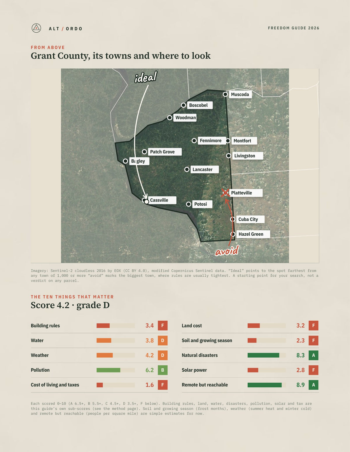 Grant County, Wisconsin Off-Grid Guide 2026 from above