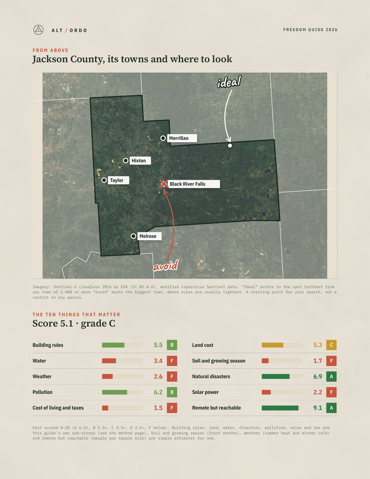 Jackson County, Wisconsin Off-Grid Guide 2026 from above