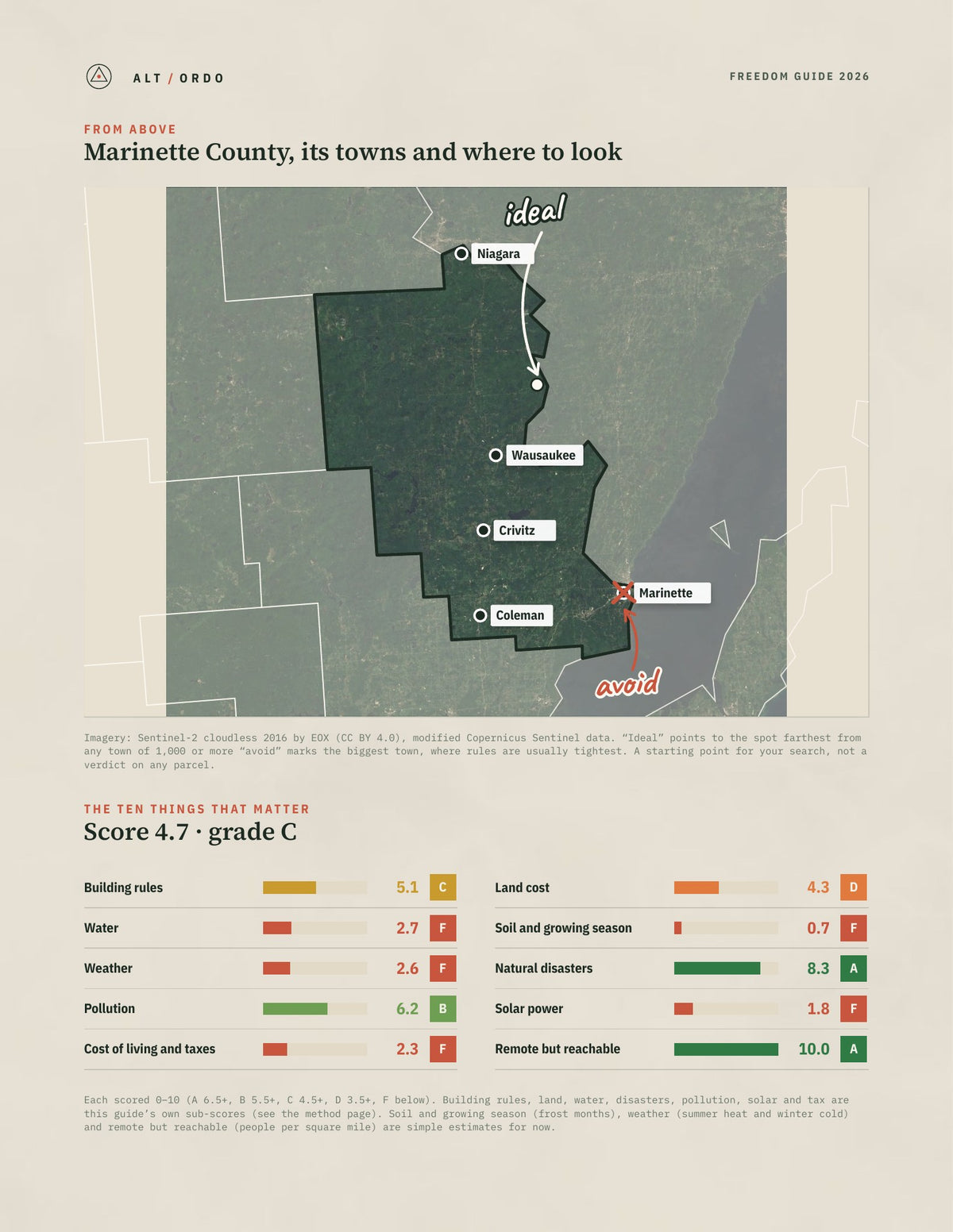 Marinette County, Wisconsin Off-Grid Guide 2026 from above