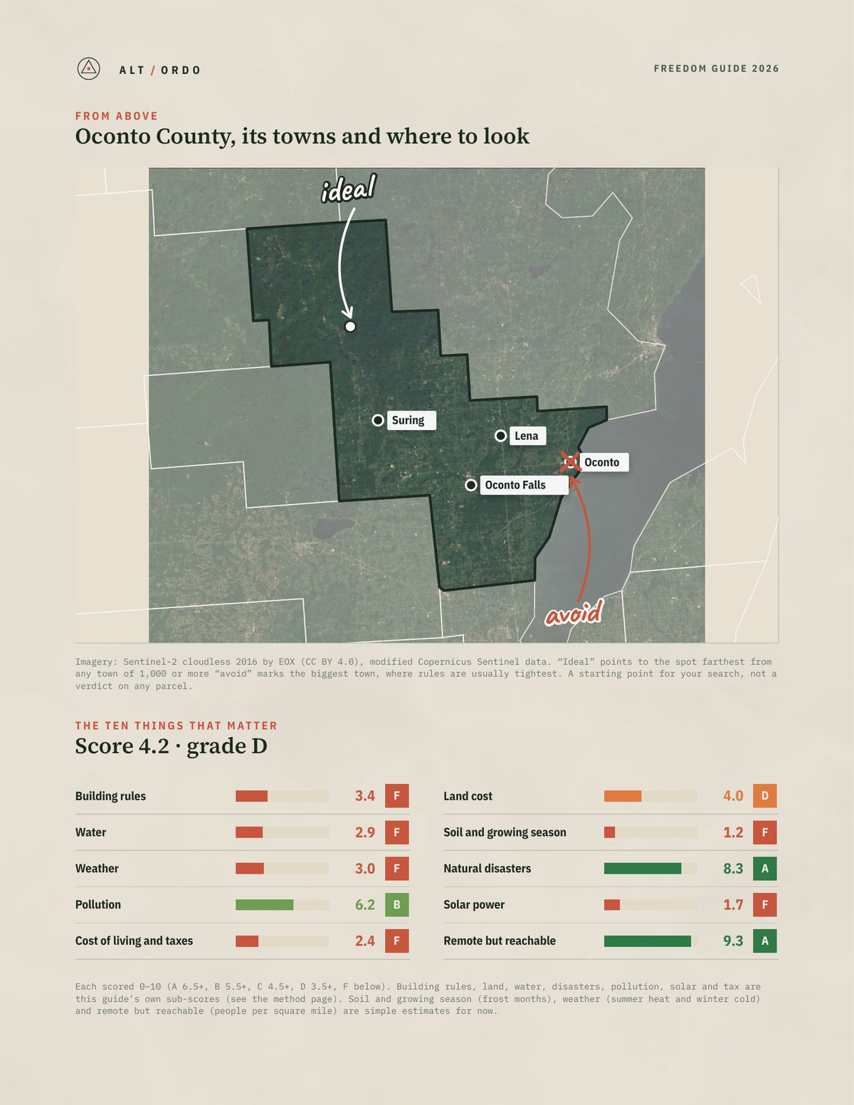 Oconto County, Wisconsin Off-Grid Guide 2026 from above