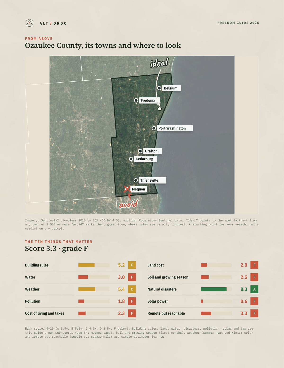 Ozaukee County, Wisconsin Off-Grid Guide 2026 from above