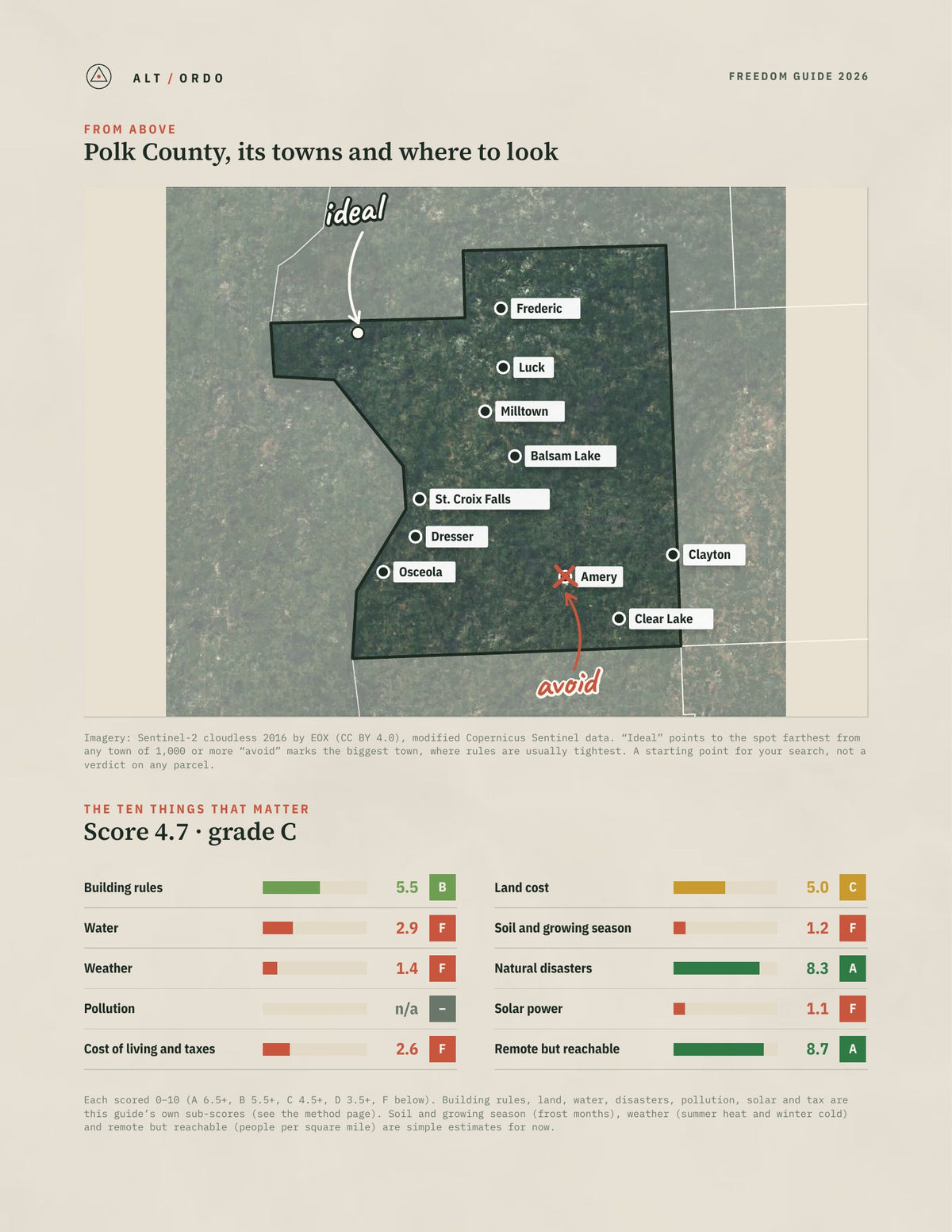 Polk County, Wisconsin Off-Grid Guide 2026 from above