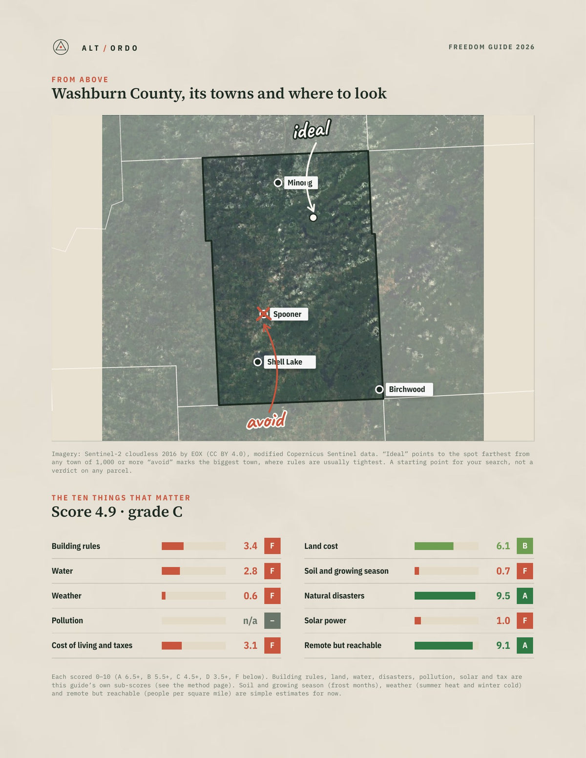 Washburn County, Wisconsin Off-Grid Guide 2026 from above