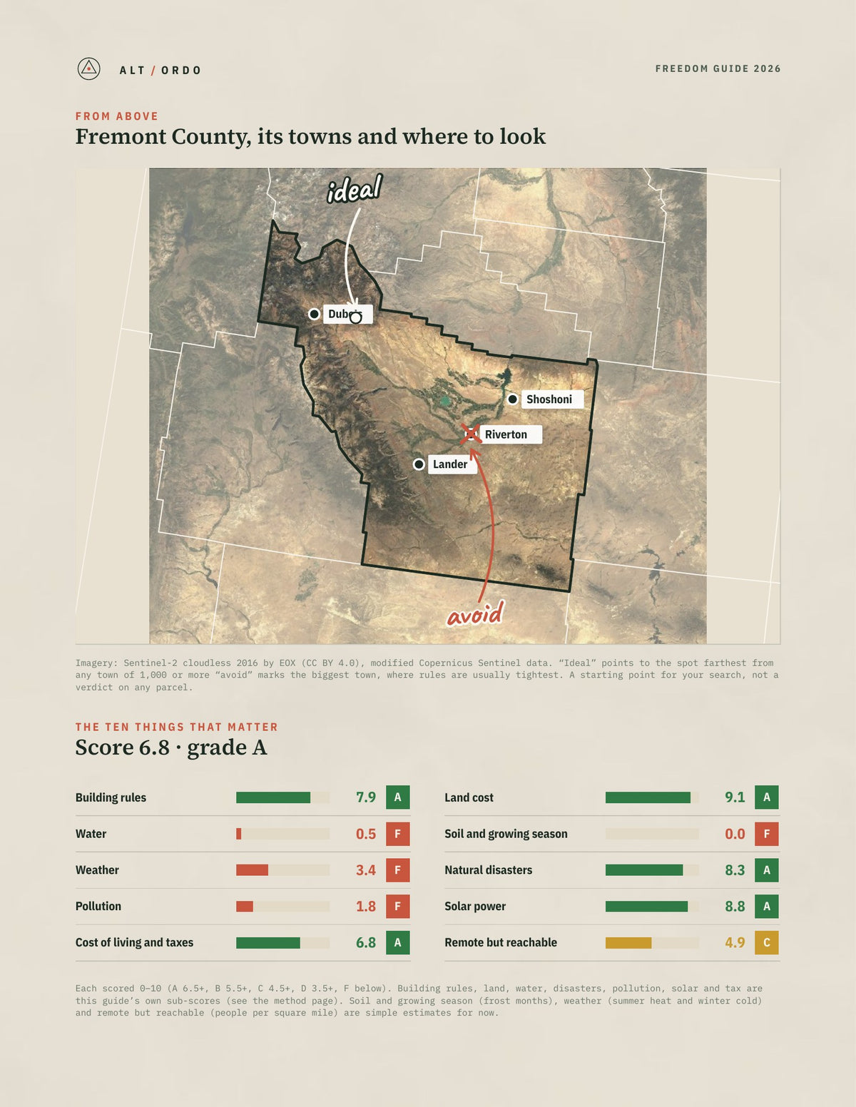 Fremont County, Wyoming Off-Grid Guide 2026 from above