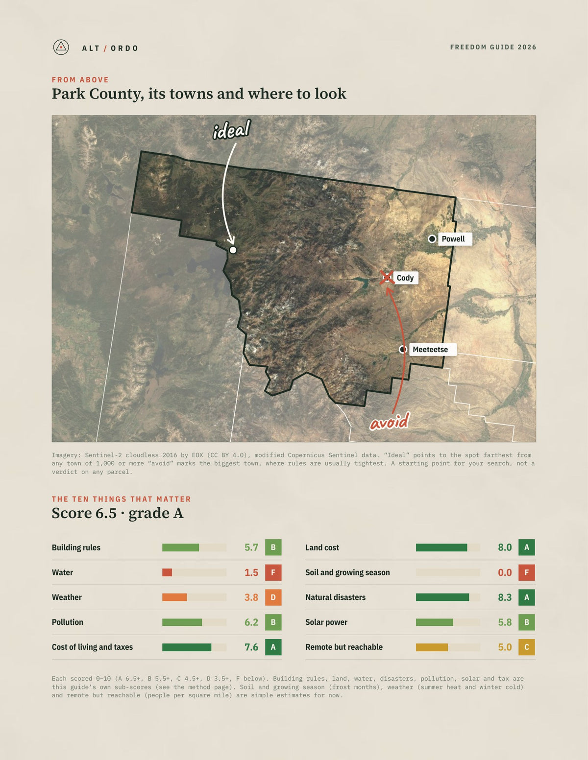 Park County, Wyoming Off-Grid Guide 2026 from above