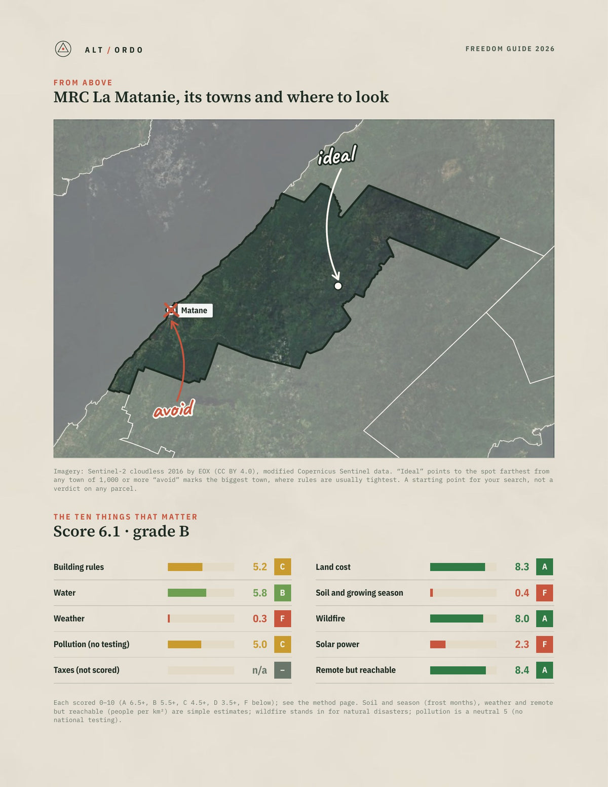 MRC La Matanie, Quebec Off-Grid Guide 2026 from above