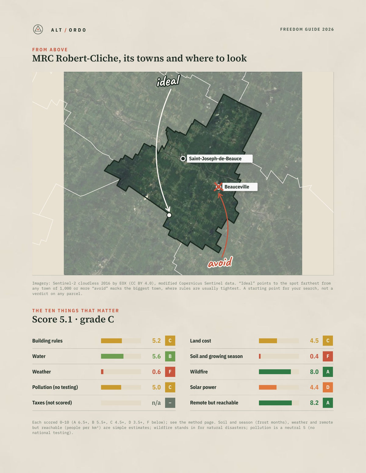 MRC Robert-Cliche, Quebec Off-Grid Guide 2026 from above