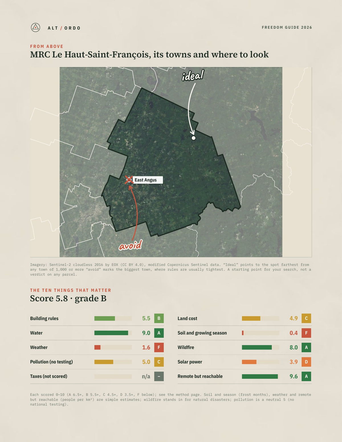 MRC Le Haut-Saint-François, Quebec Off-Grid Guide 2026 from above