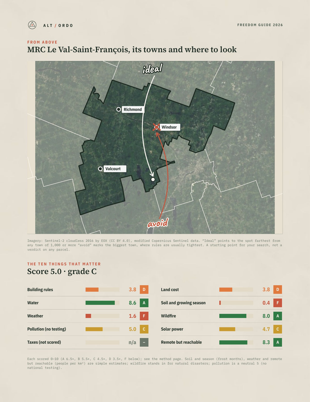MRC Le Val-Saint-François, Quebec Off-Grid Guide 2026 from above