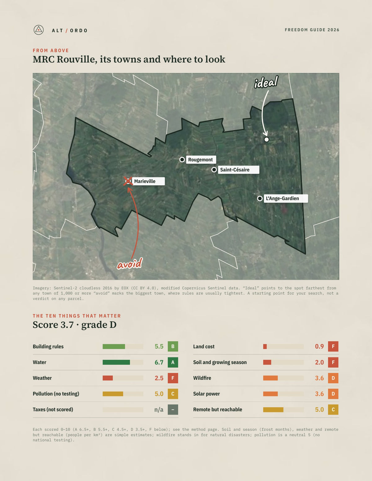 MRC Rouville, Quebec Off-Grid Guide 2026 from above