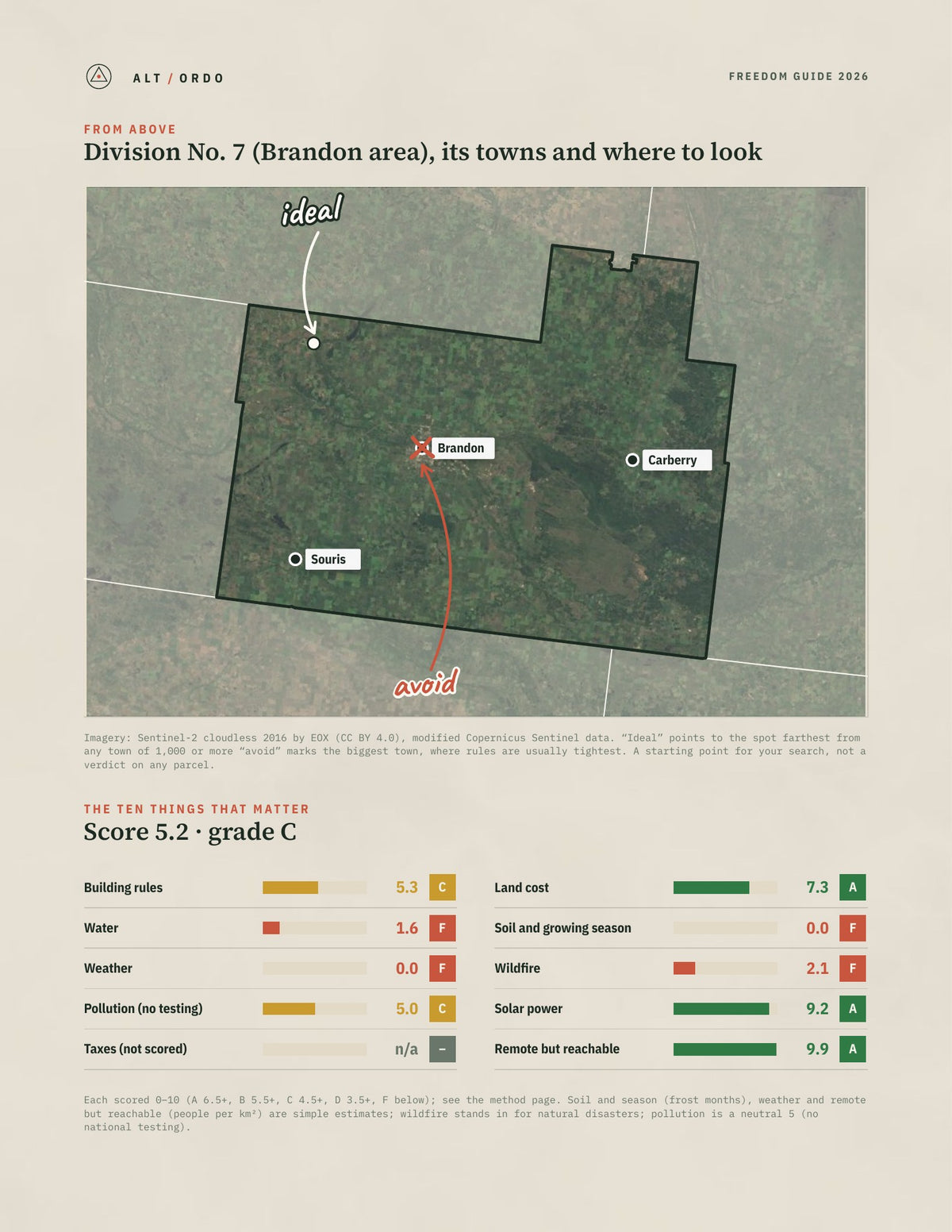 Division No. 7 (Brandon area), Manitoba Off-Grid Guide 2026 from above