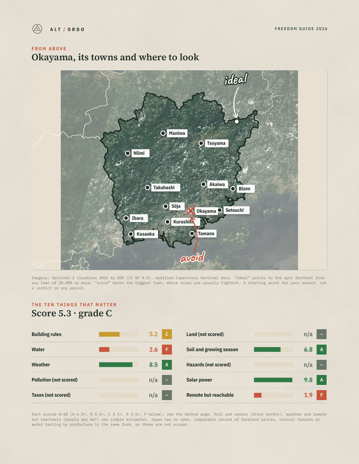 Okayama, Japan Off-Grid Guide 2026 from above