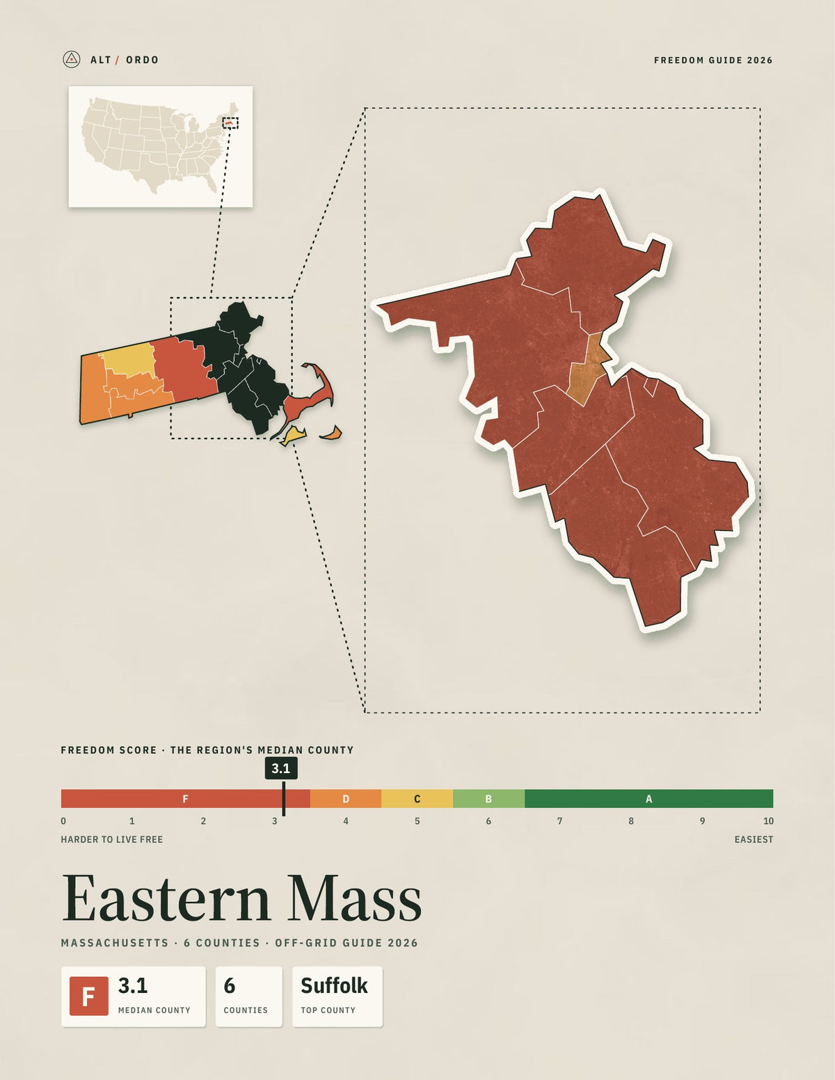 Eastern Mass, Massachusetts Off-Grid Guide 2026: 6 Counties Rated