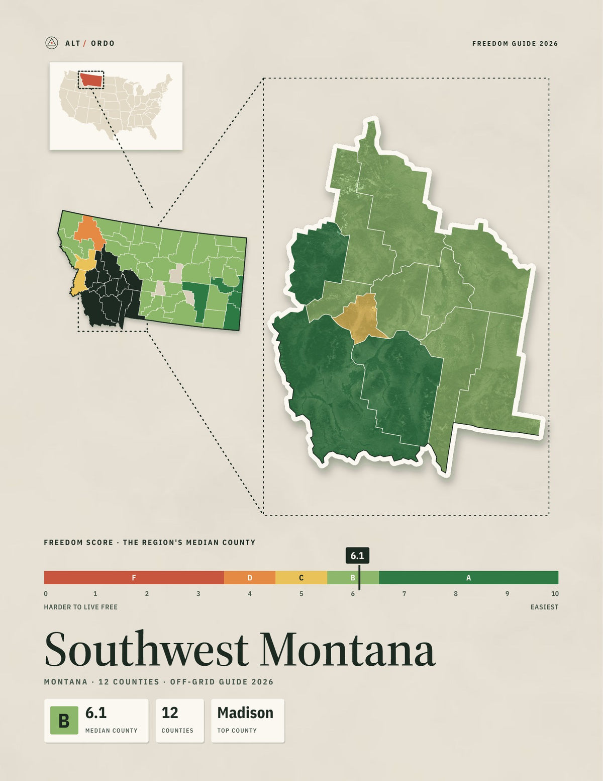 Southwest Montana, Montana Off-Grid Guide 2026: 12 Counties Rated