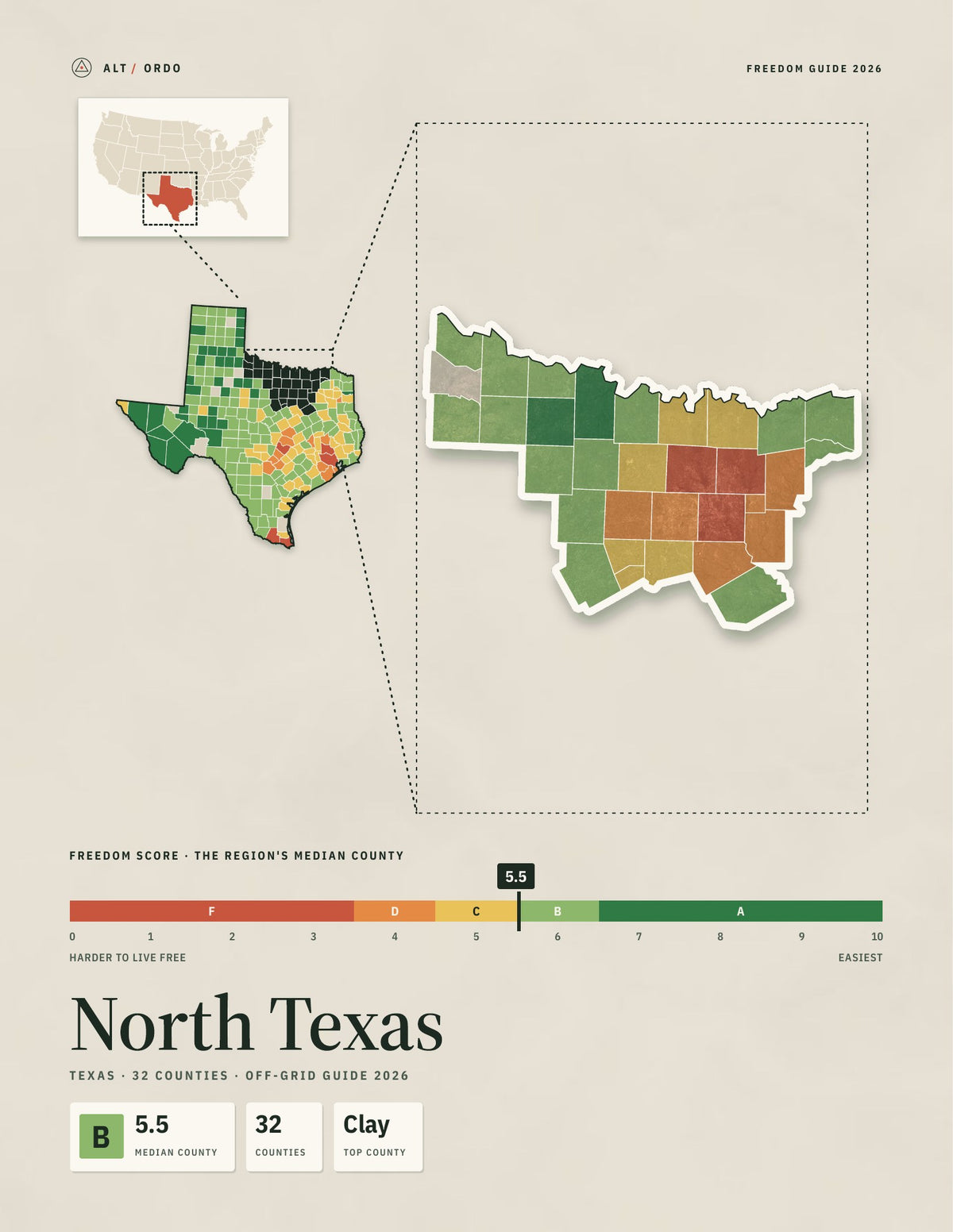North Texas, Texas Off-Grid Guide 2026: 32 Counties Rated