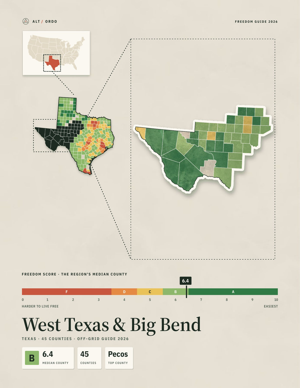 West Texas & Big Bend, Texas Off-Grid Guide 2026: 45 Counties Rated